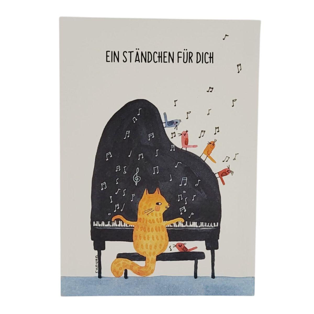 Postcard A Serenade for You (Cat at the Piano)