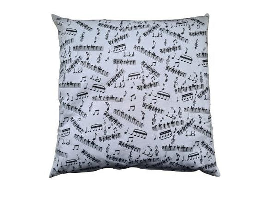 filled pillow with notes and clefs
