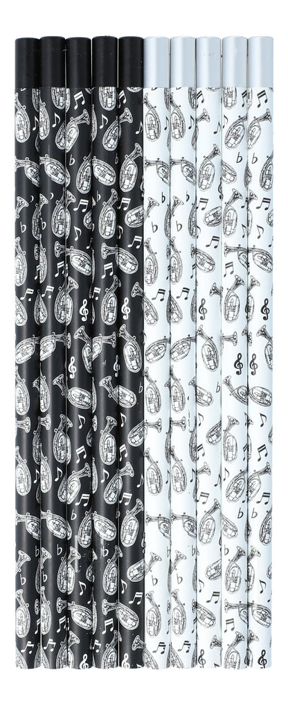 Pencils with musical motifs and magnetic head