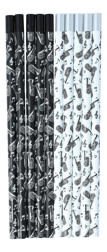 Pencils with musical motifs and magnetic head