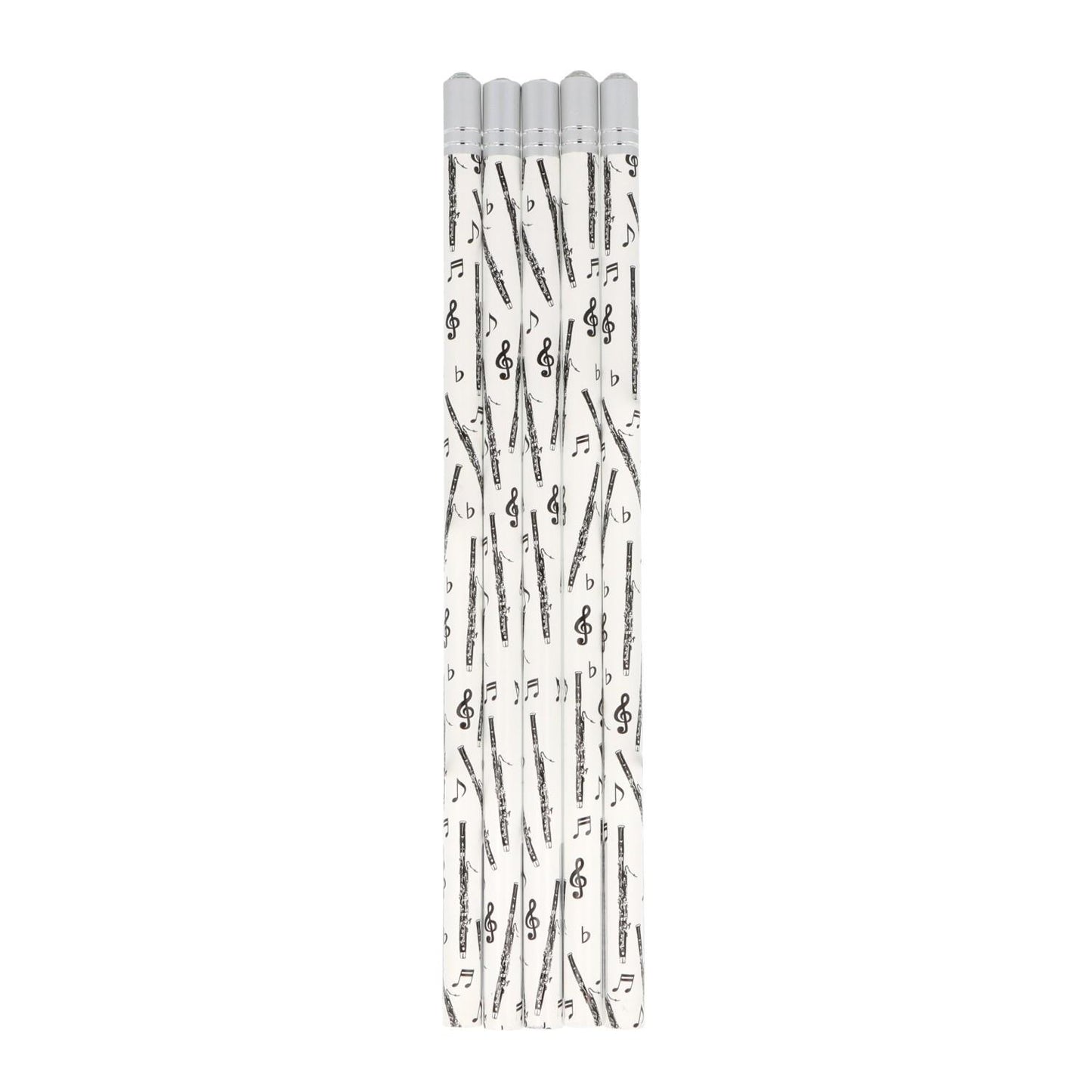 Pencils in white with instruments and decorative gemstone