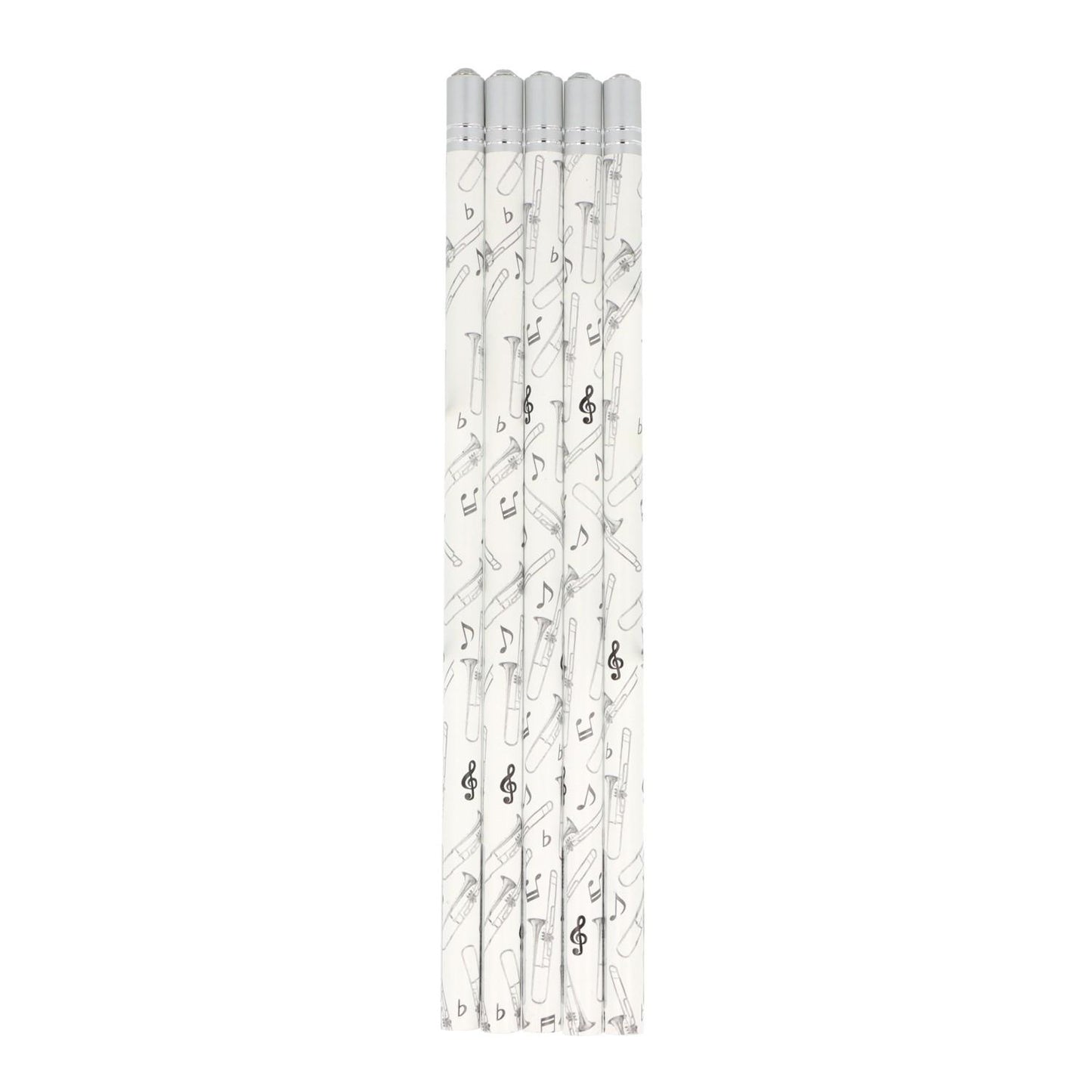 Pencils in white with instruments and decorative gemstone