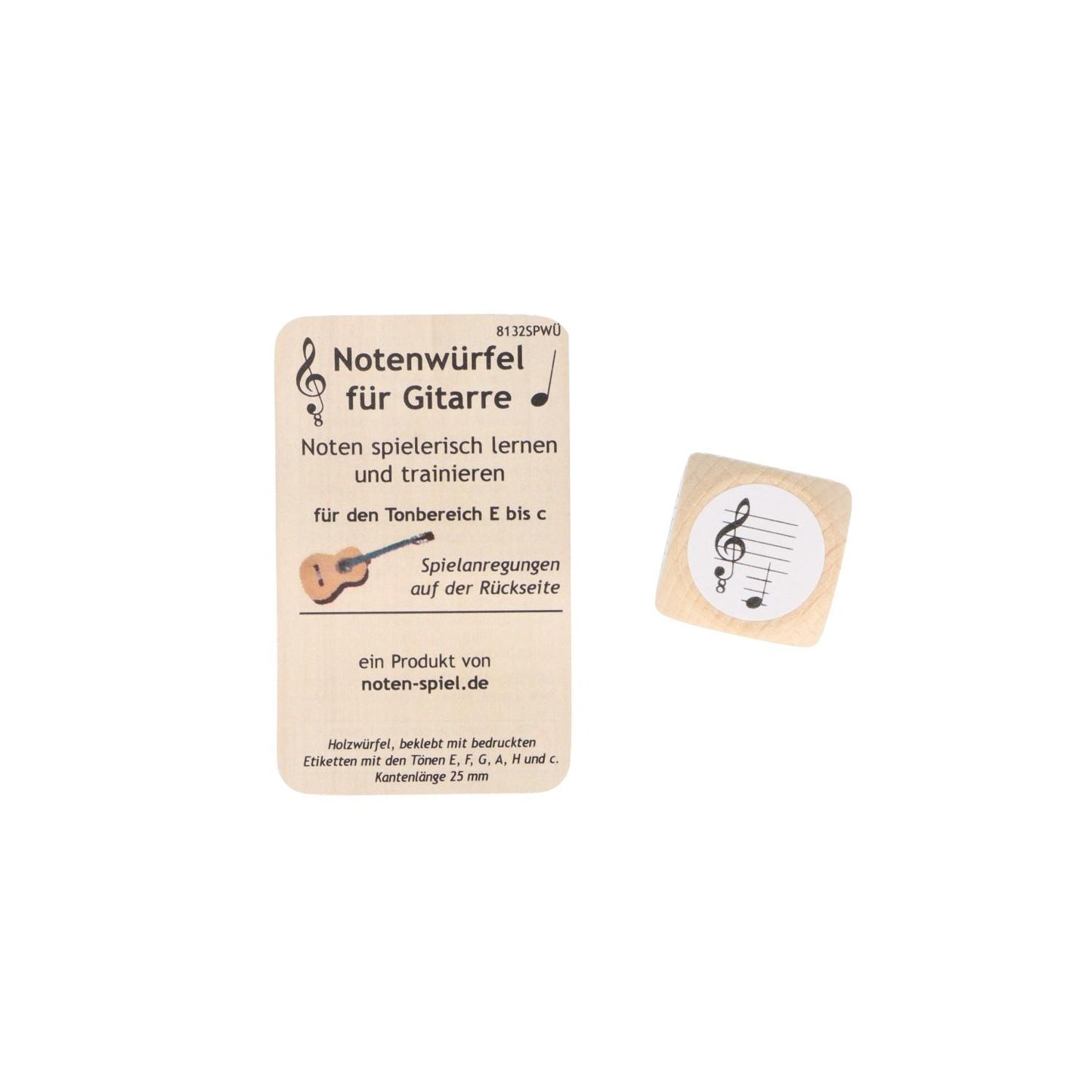 Notenwürfel für Gitarre, E bis c, Konzertgitarre