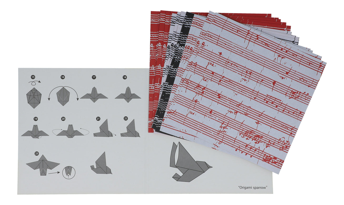 Musik-Origami "Spatz", Noten, Notenzeilen