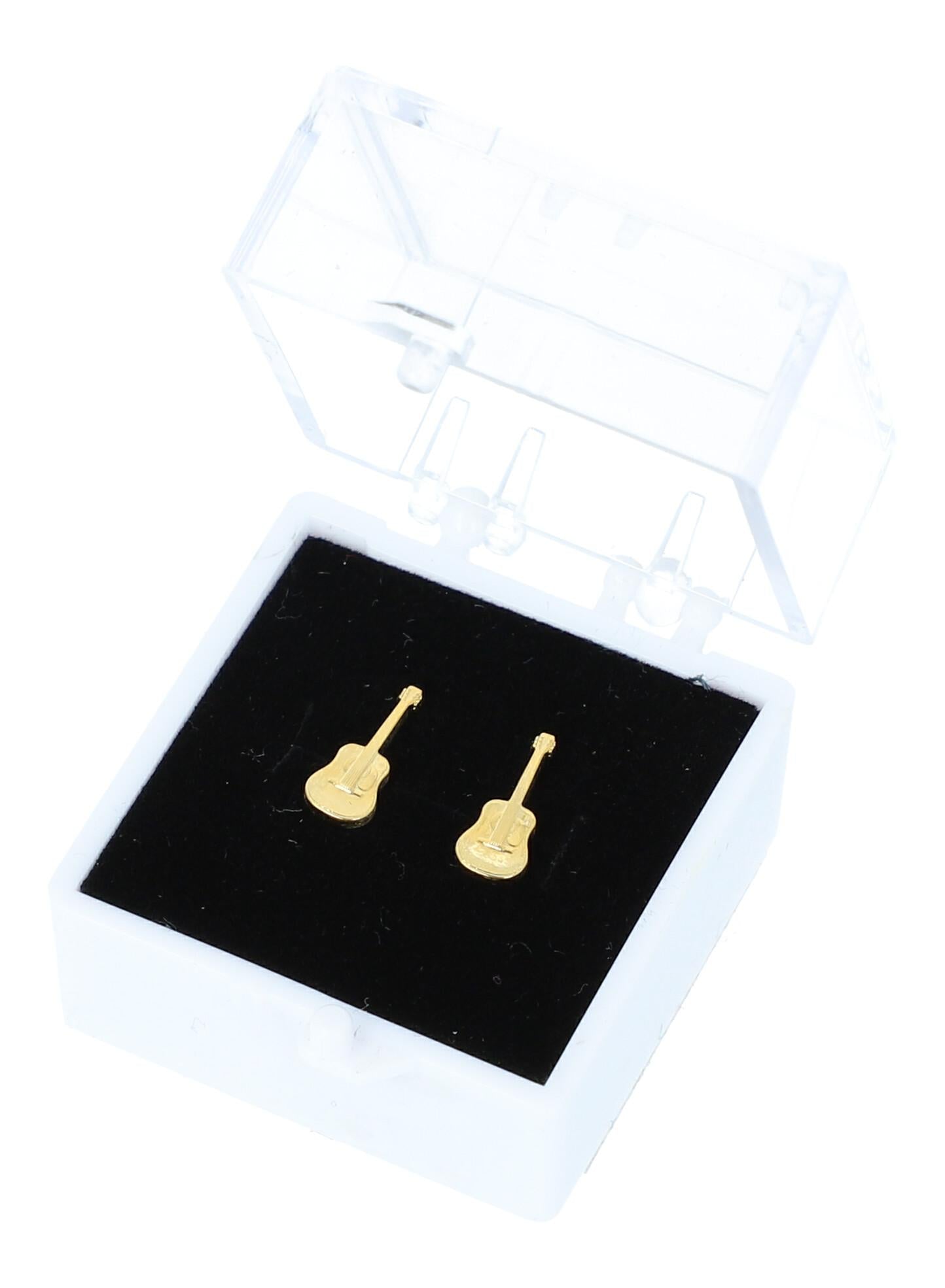 gold-plated mini earrings with various instruments and musical notes