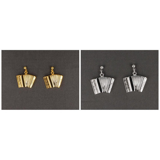 Accordion earrings, silver-plated or gold-plated