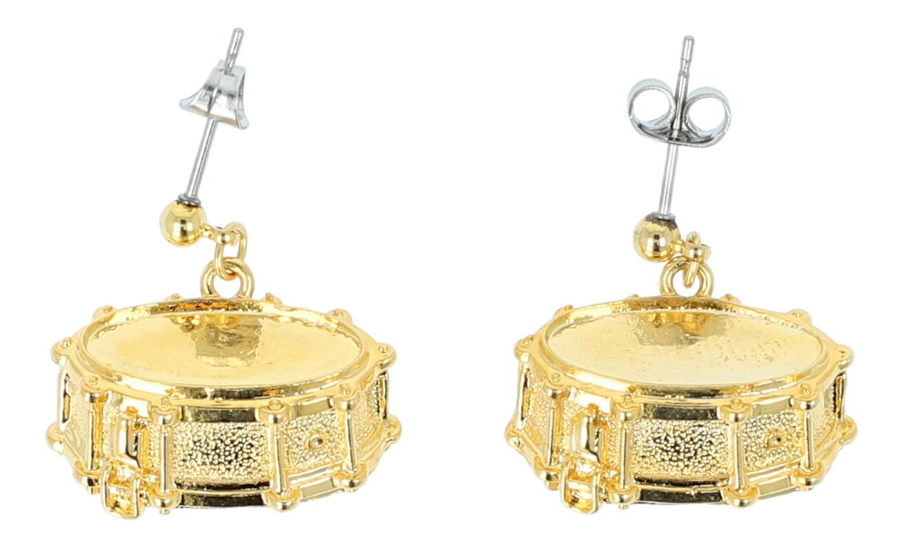 Snare drum earrings, silver-plated or gold-plated