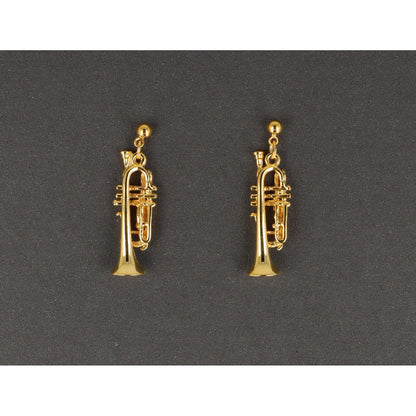 Trumpet earrings, silver-plated or gold-plated, brass music