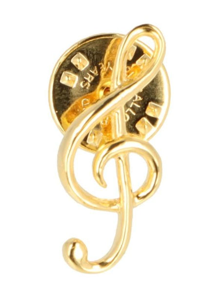 Treble clef pin, gold-plated