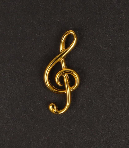 Treble clef pin, gold-plated