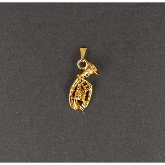 Tenor horn pendant, without chain, gold-plated, brass music