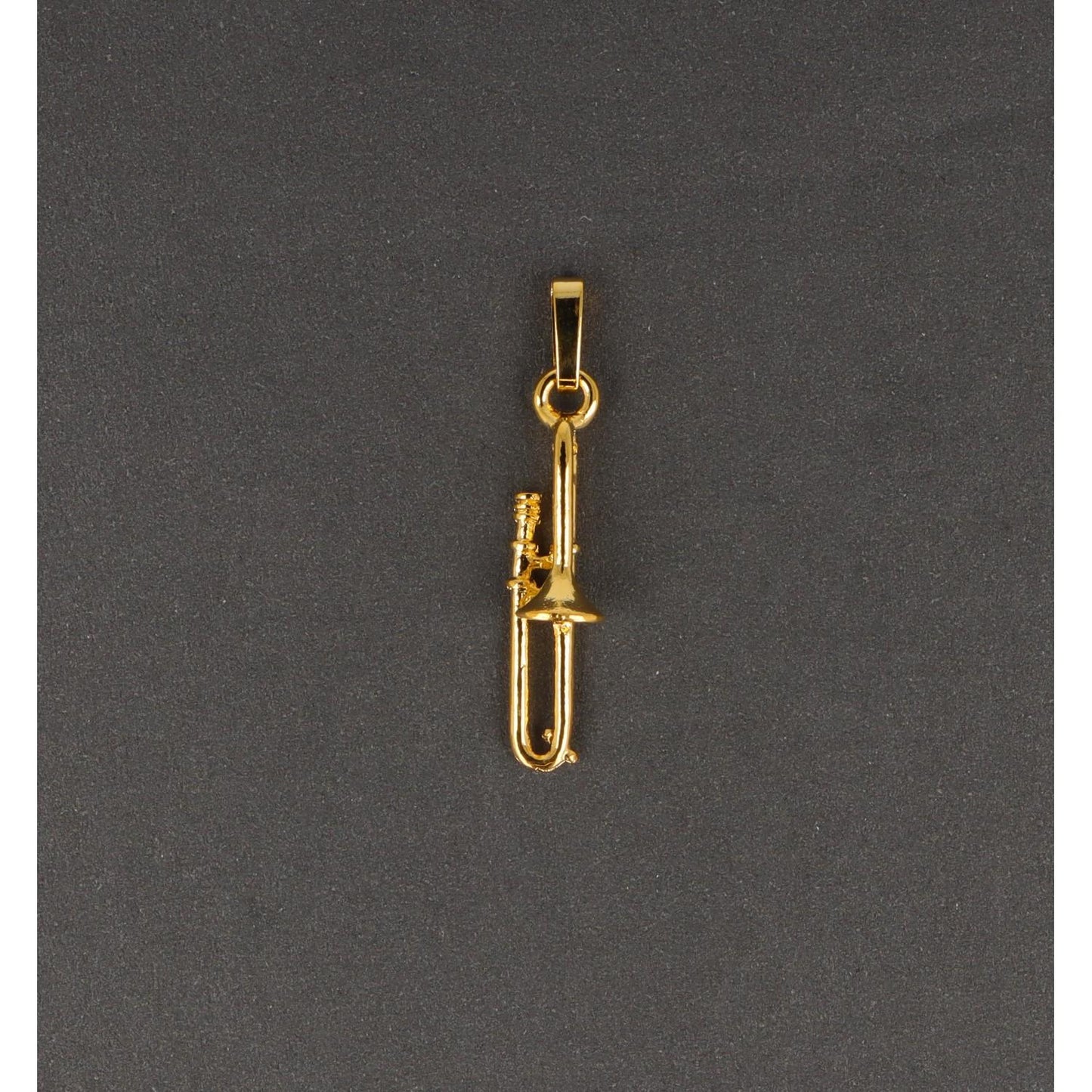 Trombone pendant, without chain, gold-plated, brass music