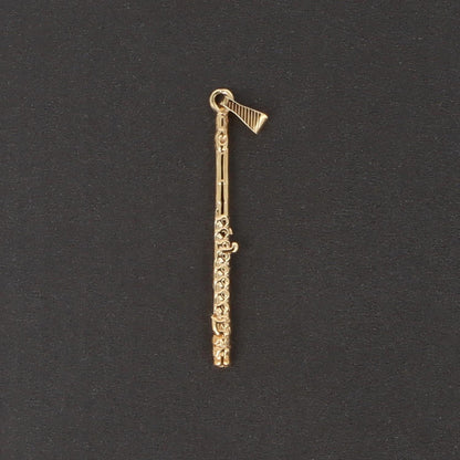 Querflöte-Anhänger, ohne Kette, vergoldet