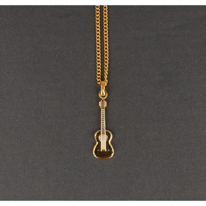 Concert guitar pendant, with chain, silver-plated or gold-plated