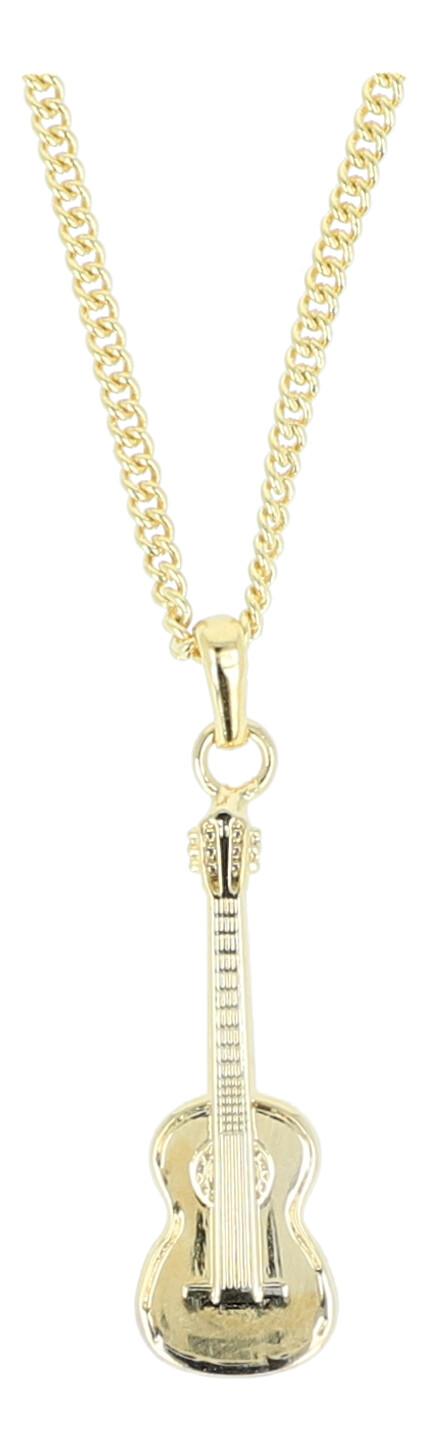 Concert guitar pendant, with chain, silver-plated or gold-plated