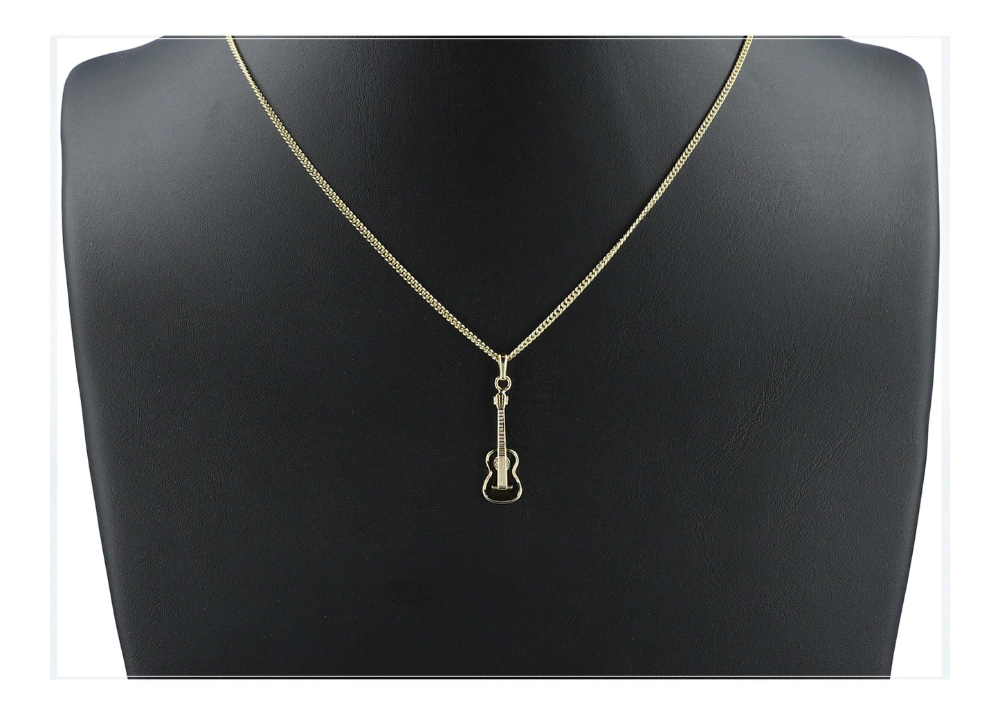 Concert guitar pendant, with chain, silver-plated or gold-plated