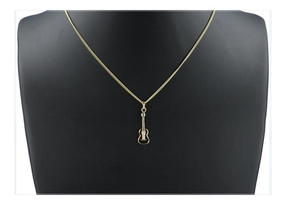 Concert guitar pendant, with chain, silver-plated or gold-plated