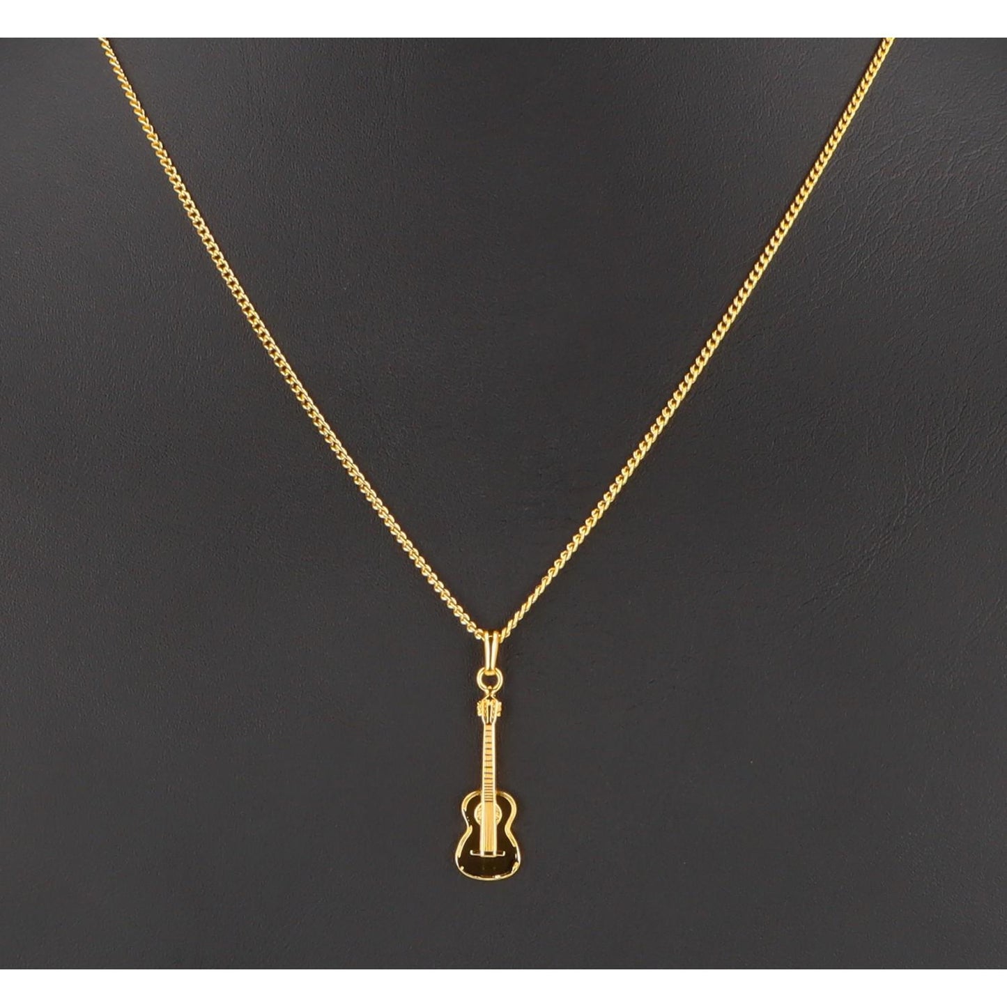 Konzertgitarre-Anhänger, mit Kette, vergoldet