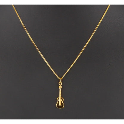 Konzertgitarre-Anhänger, mit Kette, vergoldet