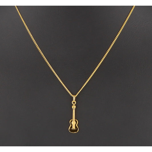Konzertgitarre-Anhänger, mit Kette, vergoldet