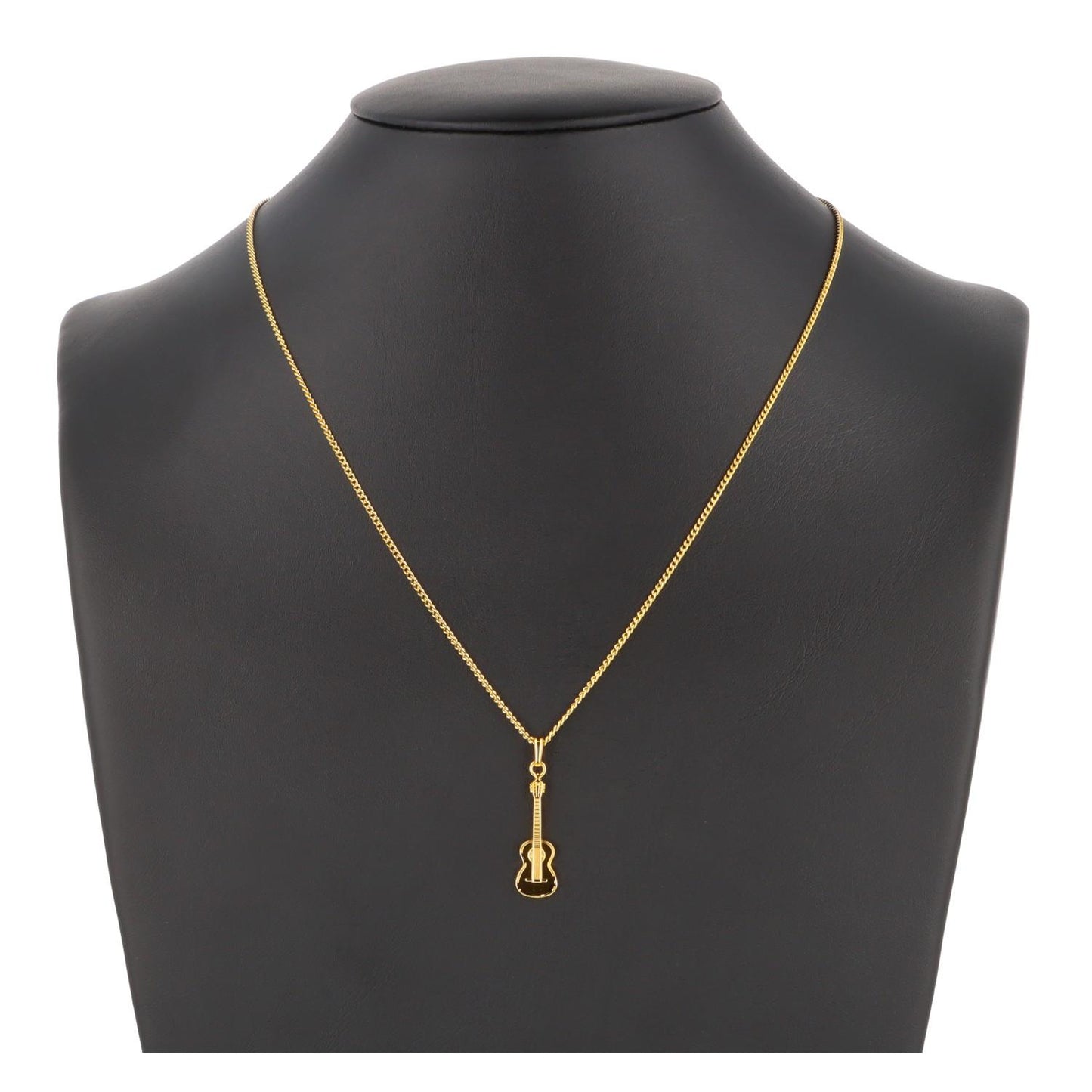 Konzertgitarre-Anhänger, mit Kette, vergoldet