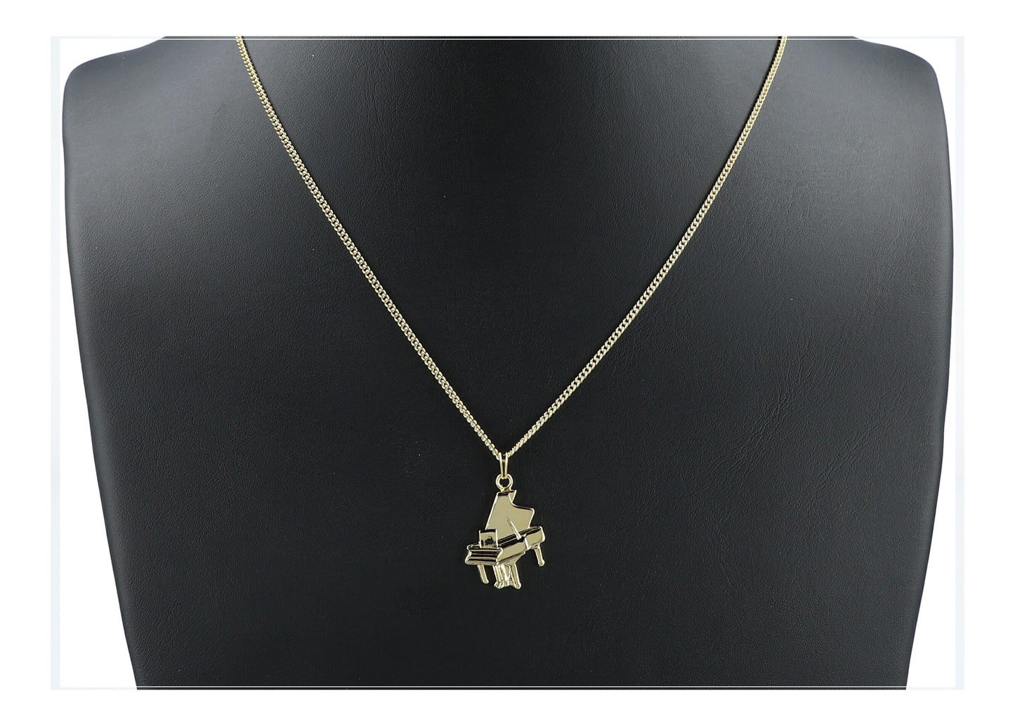 Piano pendant with chain, silver-plated or gold-plated, grand piano