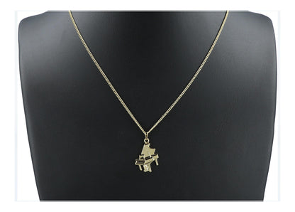 Piano pendant with chain, silver-plated or gold-plated, grand piano