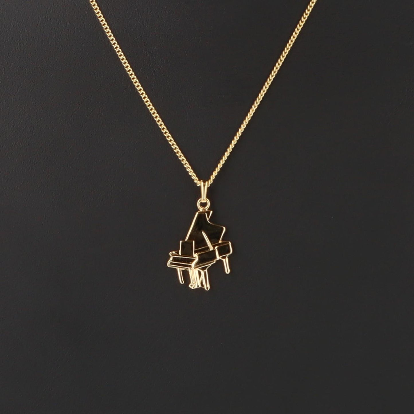 Piano-Anhänger mit Kette, versilbert oder vergoldet, Flügel