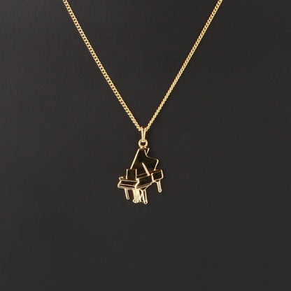 Piano-Anhänger mit Kette, versilbert oder vergoldet, Flügel