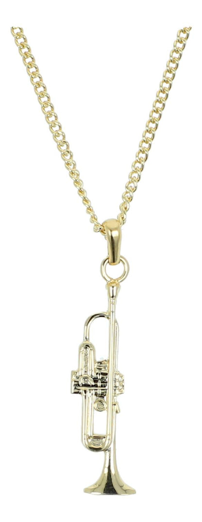 Trumpet pendant, with chain, silver-plated or gold-plated