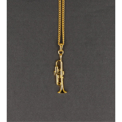 Trumpet pendant, with chain, silver-plated or gold-plated