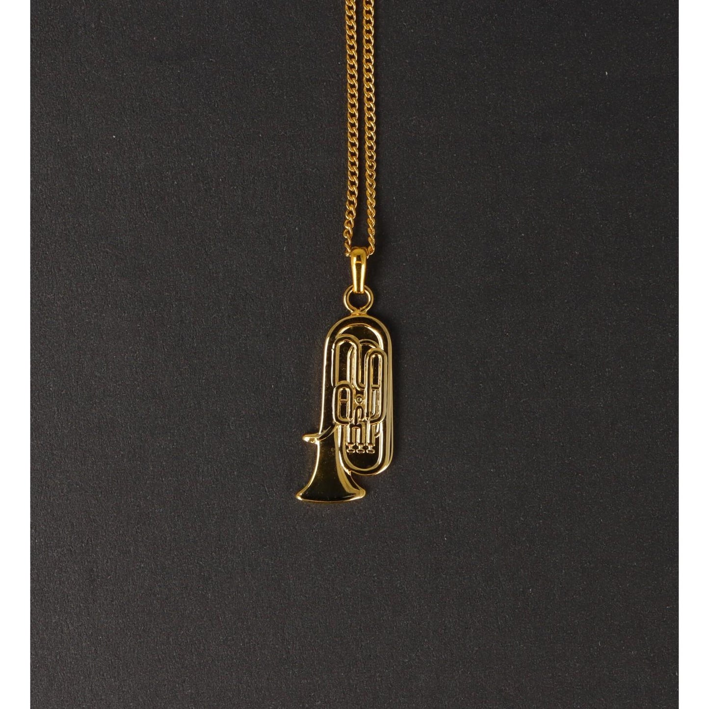 Tuba pendant, with chain, silver-plated or gold-plated