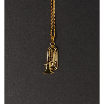 Tuba pendant, with chain, silver-plated or gold-plated