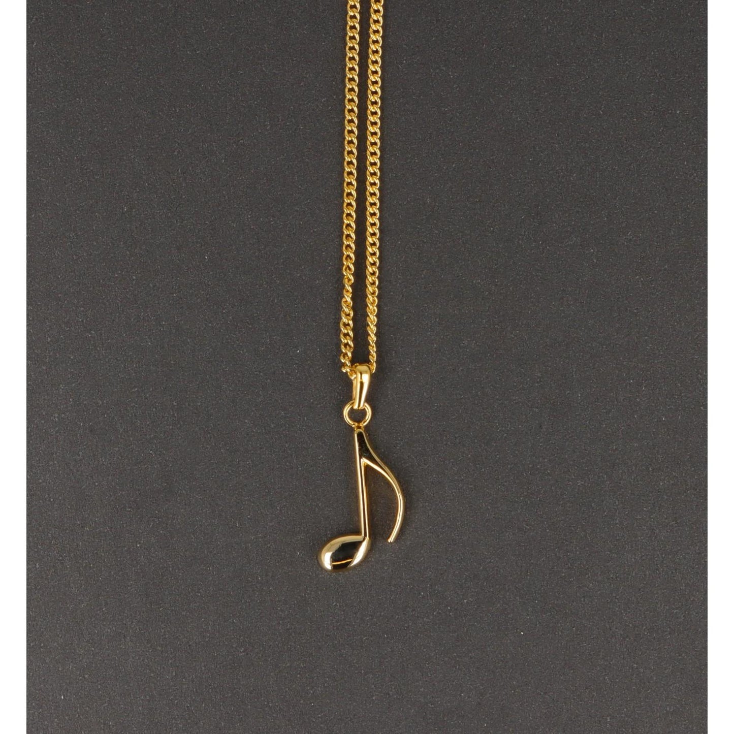 Eighth note pendant, with chain, silver or gold plated, note