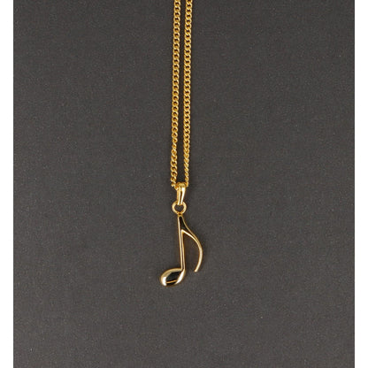 Eighth note pendant, with chain, silver or gold plated, note