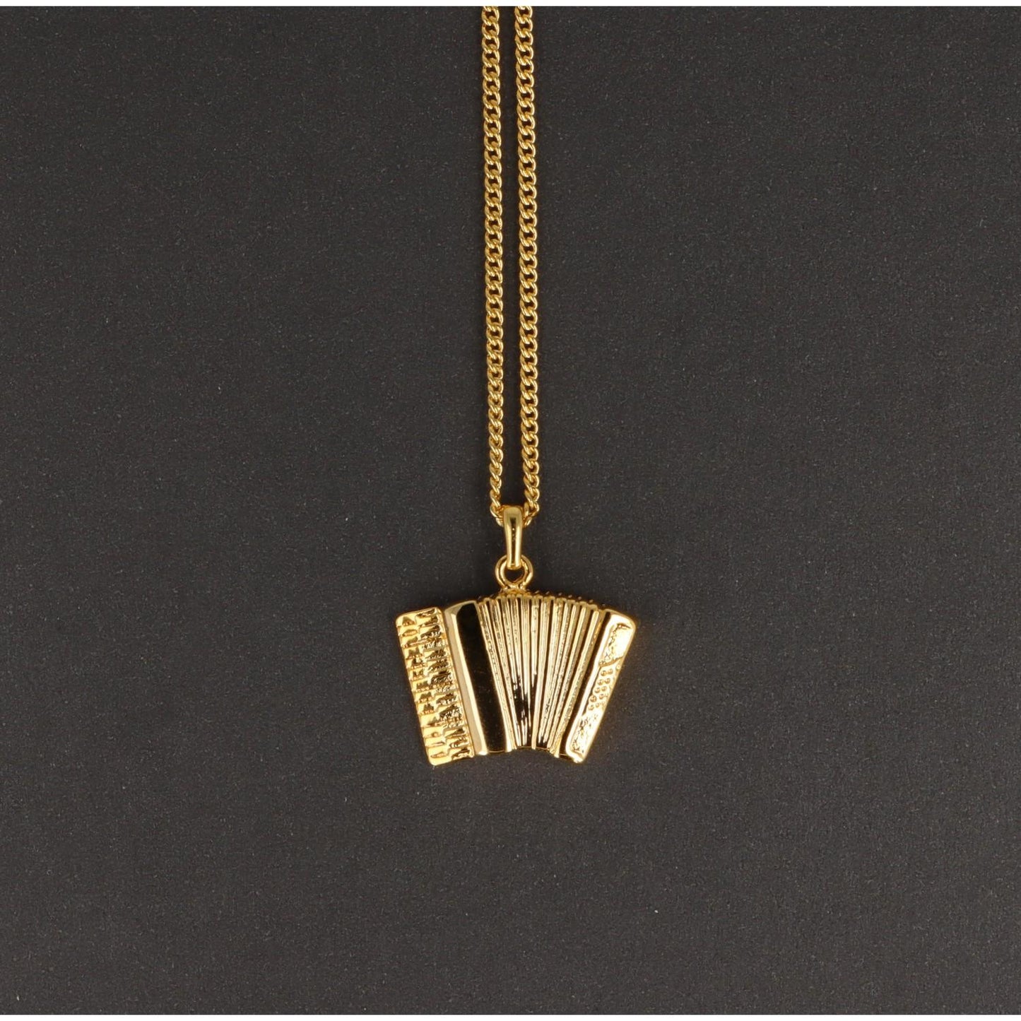 Accordion pendant, with chain, silver-plated or gold-plated