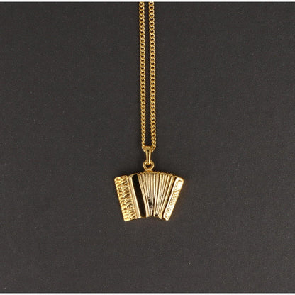 Accordion pendant, with chain, silver-plated or gold-plated