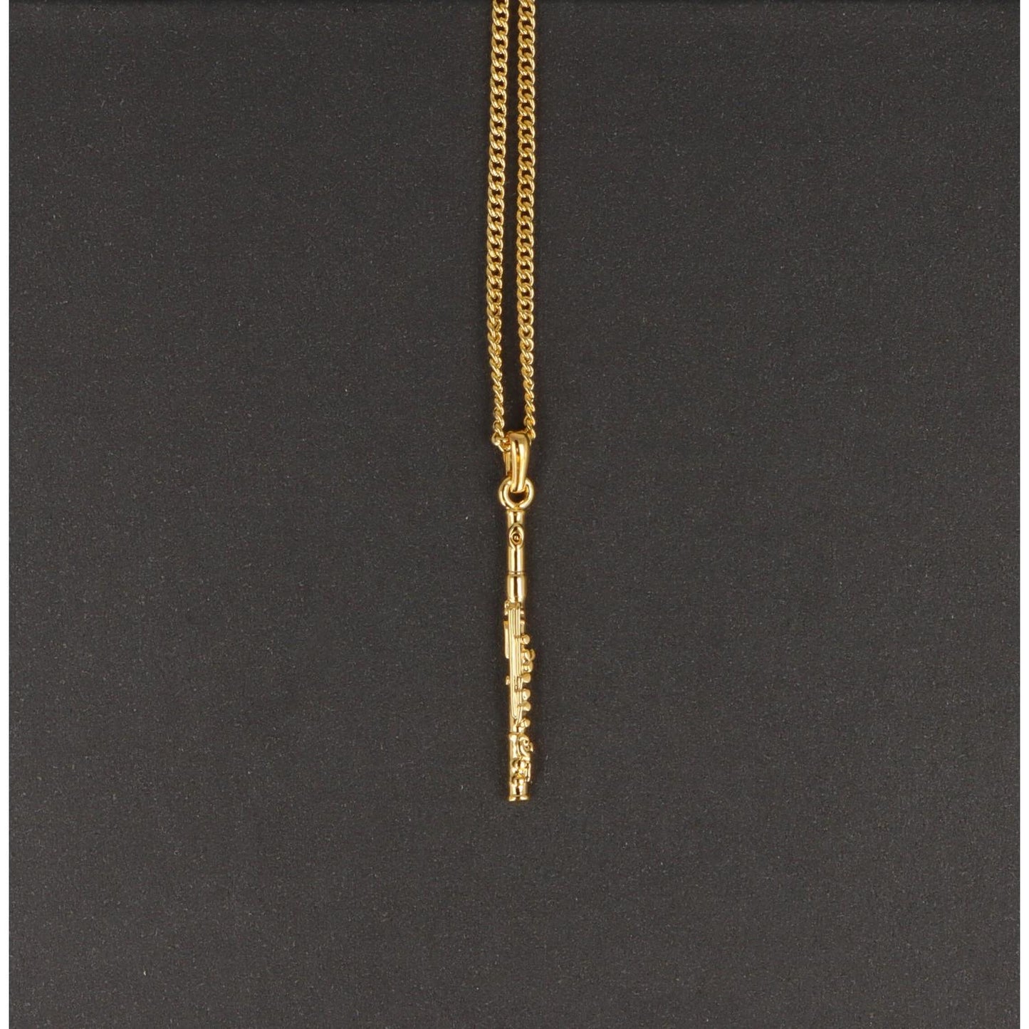 Clarinet pendant, with chain, silver-plated or gold-plated