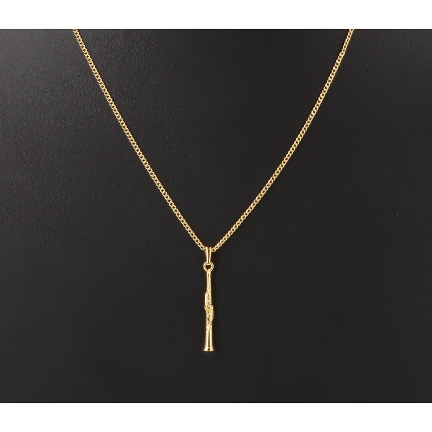 Klarinette-Anhänger, mit Kette, vergoldet