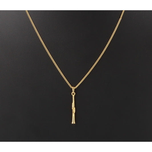 Klarinette-Anhänger, mit Kette, vergoldet