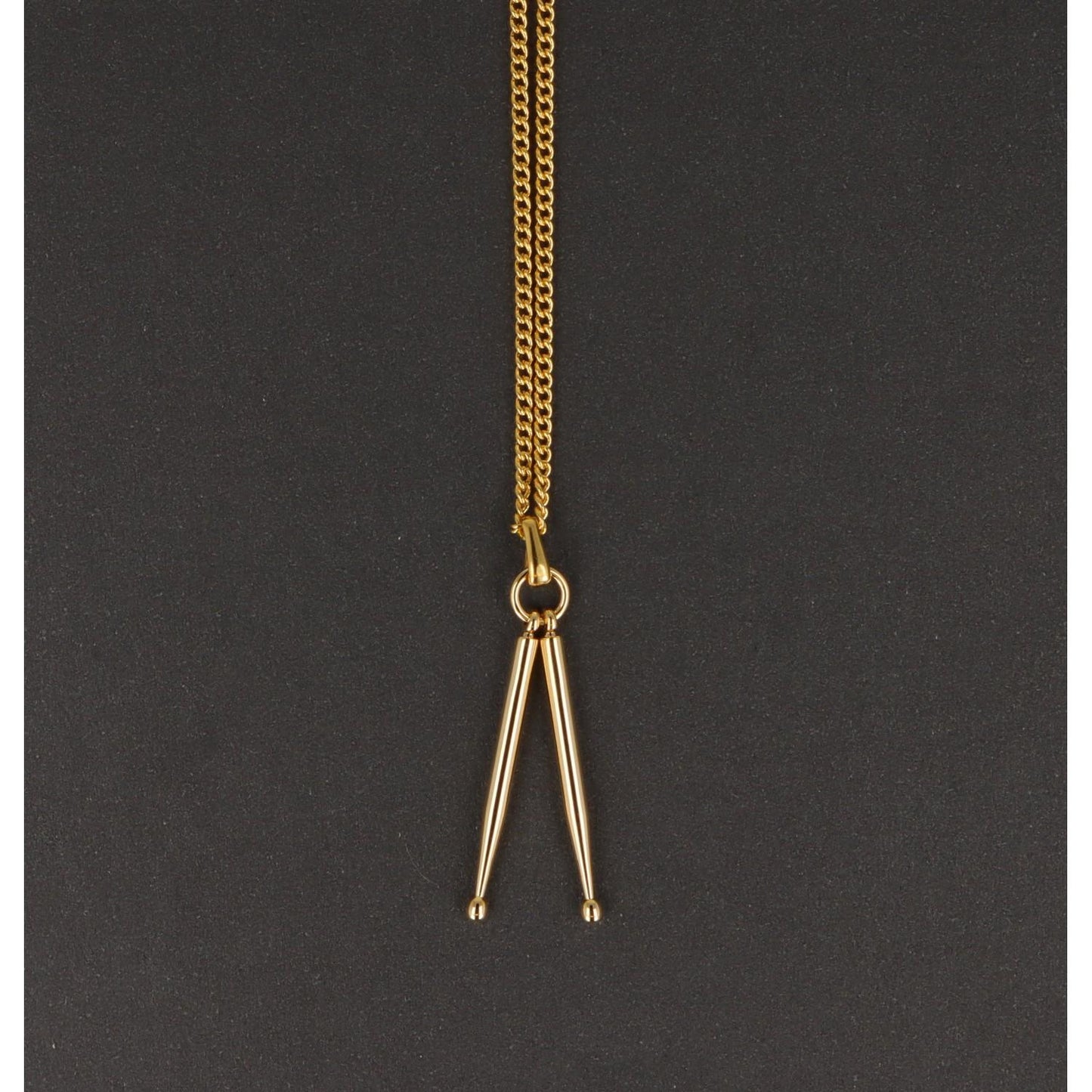 Drumsticks-Anhänger, mit Kette, vergoldet, Stick, Schlägel