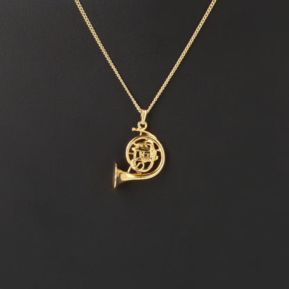 Horn-Anhänger, mit Kette, versilbert oder vergoldet