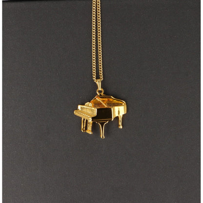 Piano pendant with chain, silver-plated or gold-plated, grand piano