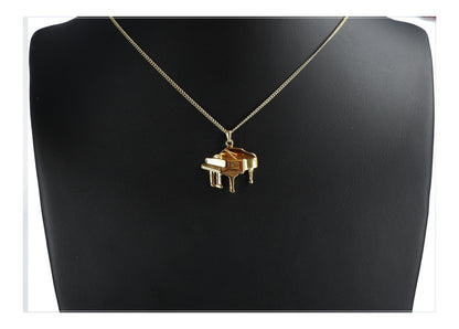 Piano pendant with chain, silver-plated or gold-plated, grand piano