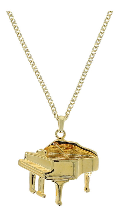 Piano pendant with chain, silver-plated or gold-plated, grand piano