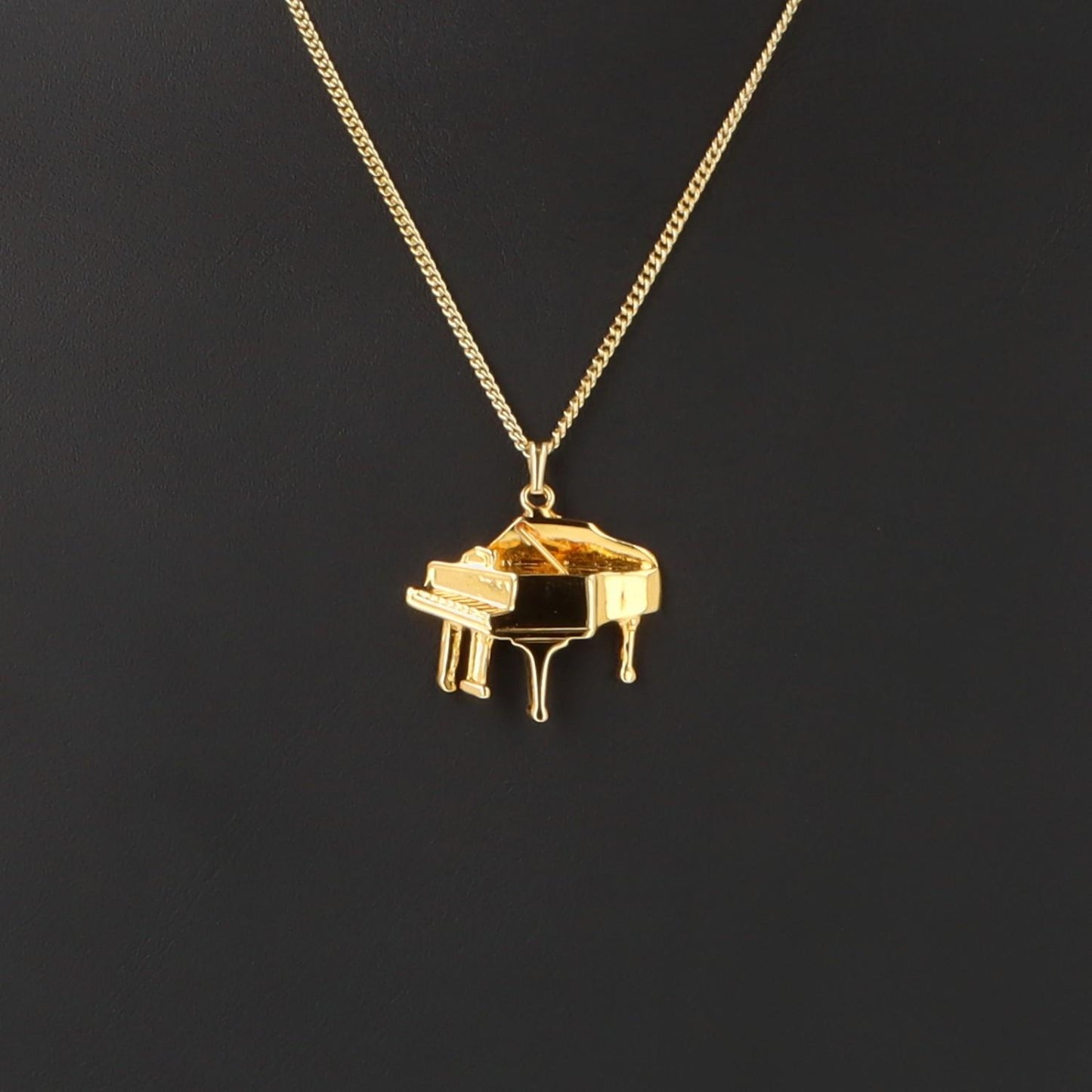 Piano-Anhänger mit Kette, versilbert oder vergoldet, Flügel
