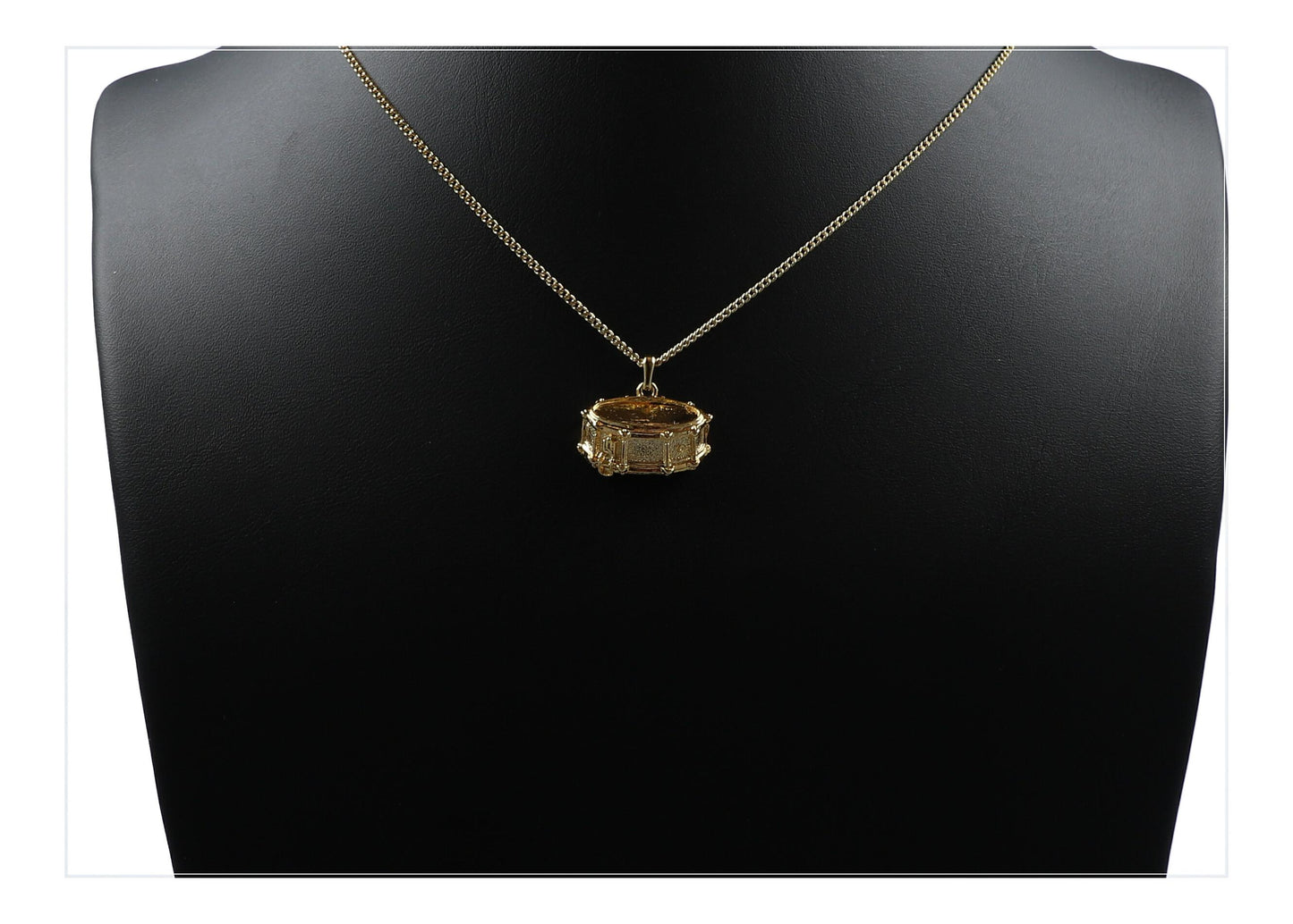 Snare drum pendant, with chain, silver-plated or gold-plated