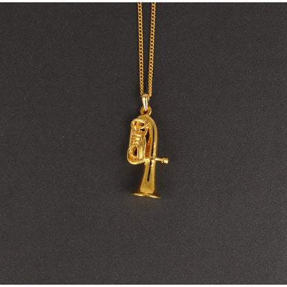 Pendant Tuba, with chain, silver-plated or gold-plated, brass music