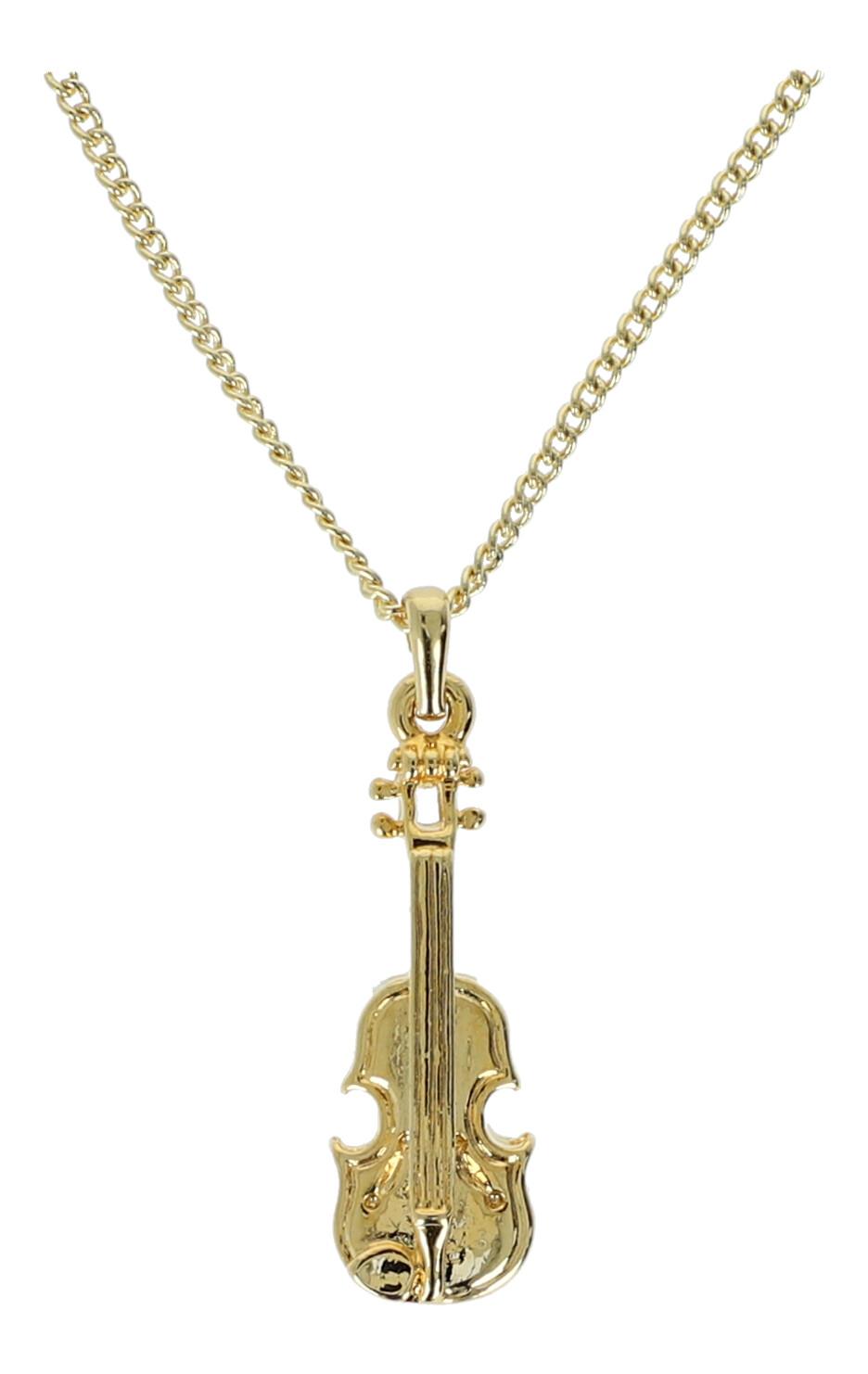 Violin pendant, with chain, silver-plated or gold-plated, violin