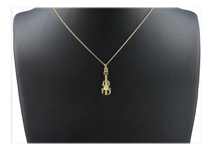 Violin pendant, with chain, silver-plated or gold-plated, violin